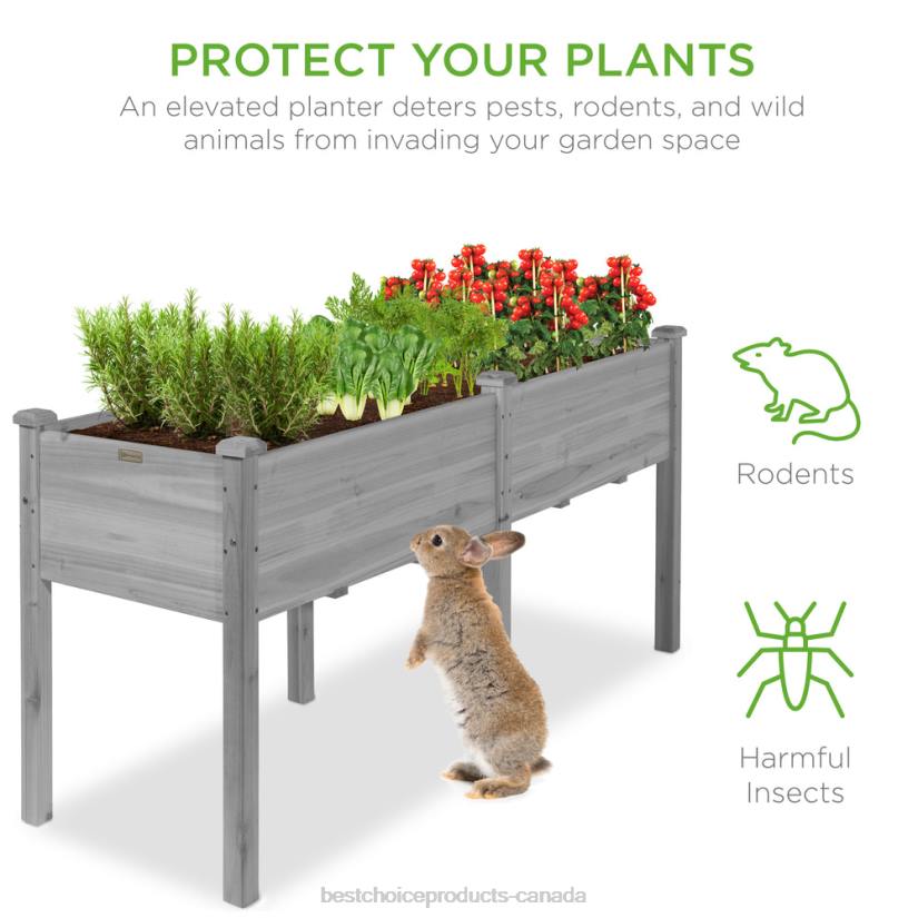 4LT2964 Gray Best Choice Products Raised Garden Bed, Elevated Wood Garden Planter Stand