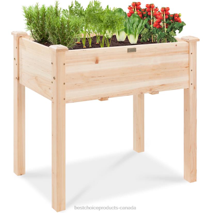 4LT2965 Natural Best Choice Products Raised Garden Bed, Elevated Wood Planter Box Stand w/ Bed Liner