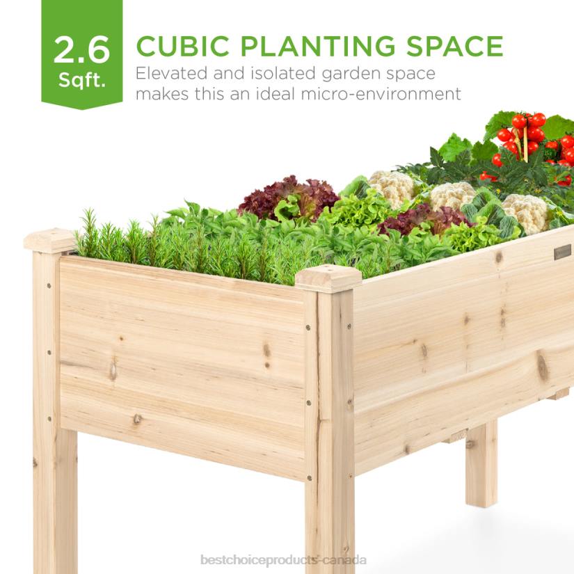 4LT2965 Natural Best Choice Products Raised Garden Bed, Elevated Wood Planter Box Stand w/ Bed Liner
