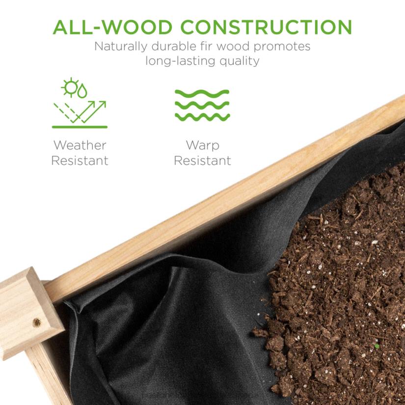 4LT2965 Natural Best Choice Products Raised Garden Bed, Elevated Wood Planter Box Stand w/ Bed Liner