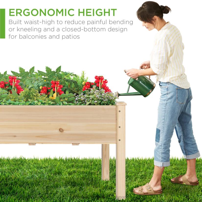4LT2965 Natural Best Choice Products Raised Garden Bed, Elevated Wood Planter Box Stand w/ Bed Liner