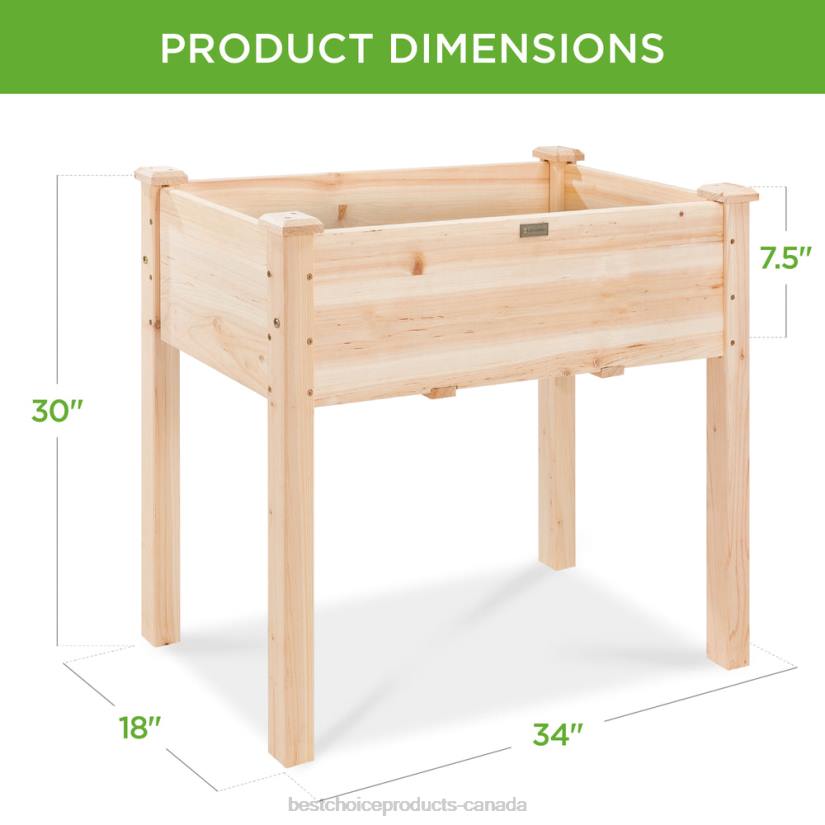 4LT2965 Natural Best Choice Products Raised Garden Bed, Elevated Wood Planter Box Stand w/ Bed Liner