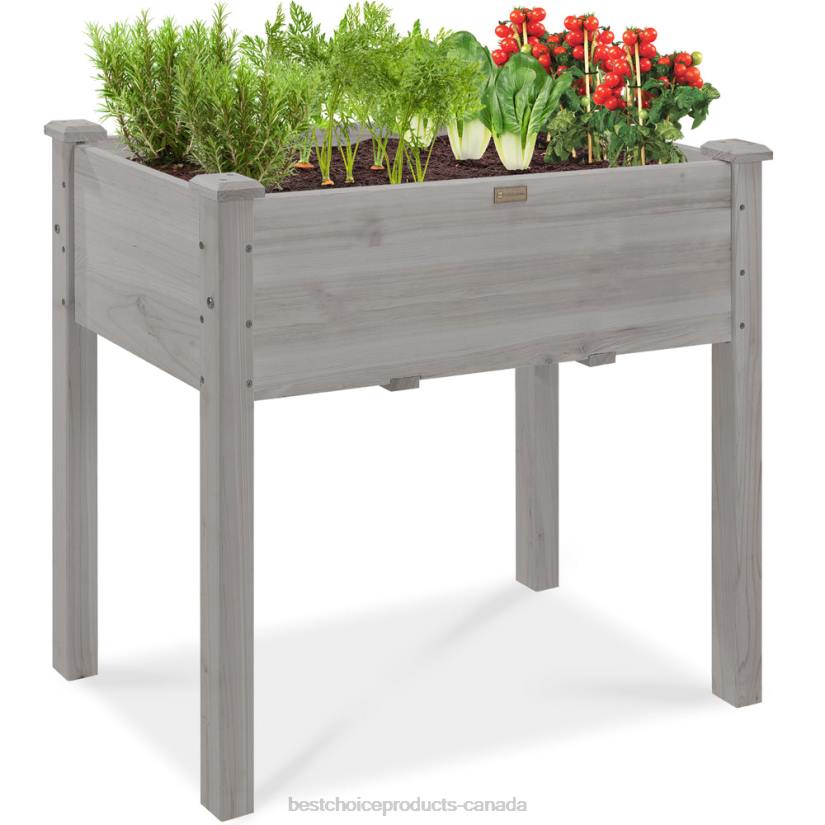 4LT2966 Gray Best Choice Products Raised Garden Bed, Elevated Wood Planter Box Stand w/ Bed Liner