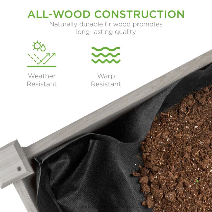 4LT2966 Gray Best Choice Products Raised Garden Bed, Elevated Wood Planter Box Stand w/ Bed Liner