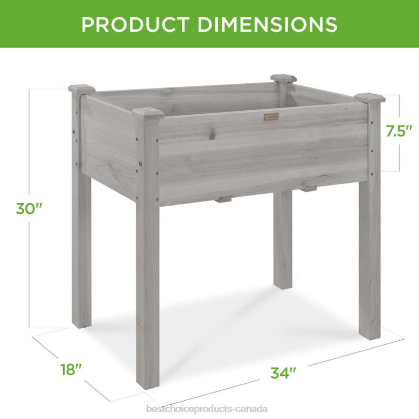 4LT2966 Gray Best Choice Products Raised Garden Bed, Elevated Wood Planter Box Stand w/ Bed Liner