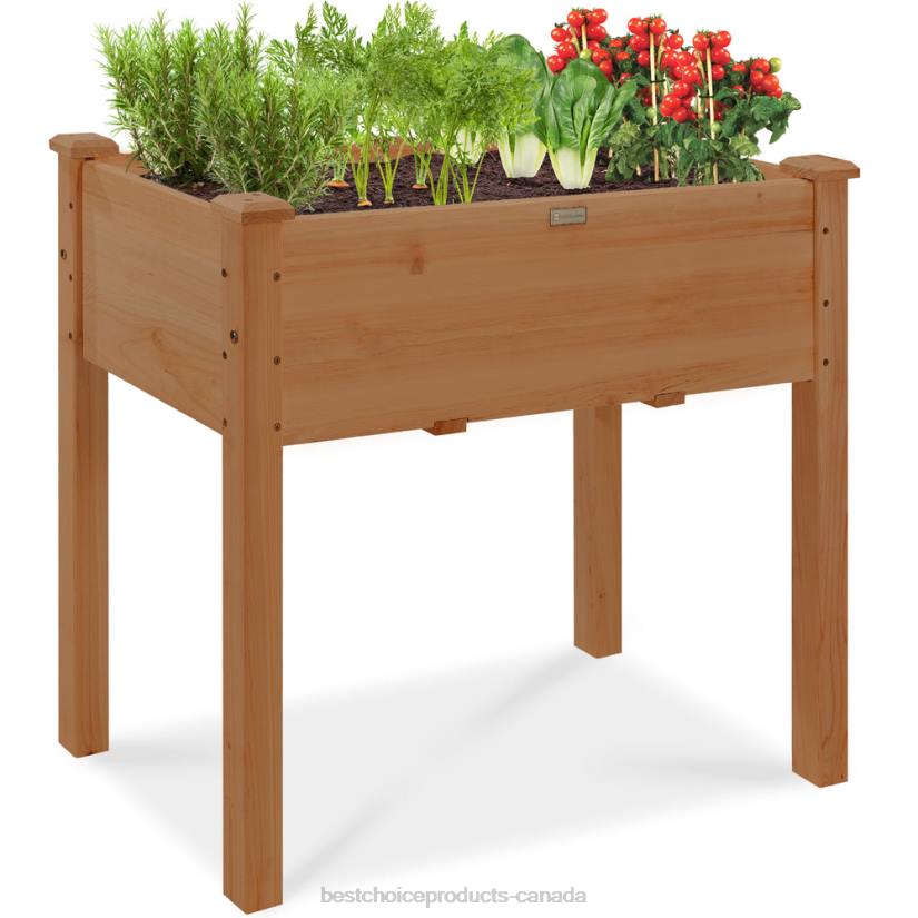 4LT2967 Acorn Brown Best Choice Products Raised Garden Bed, Elevated Wood Planter Box Stand w/ Bed Liner
