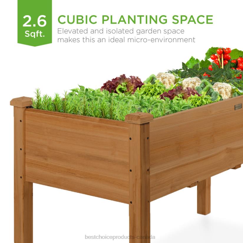 4LT2967 Acorn Brown Best Choice Products Raised Garden Bed, Elevated Wood Planter Box Stand w/ Bed Liner