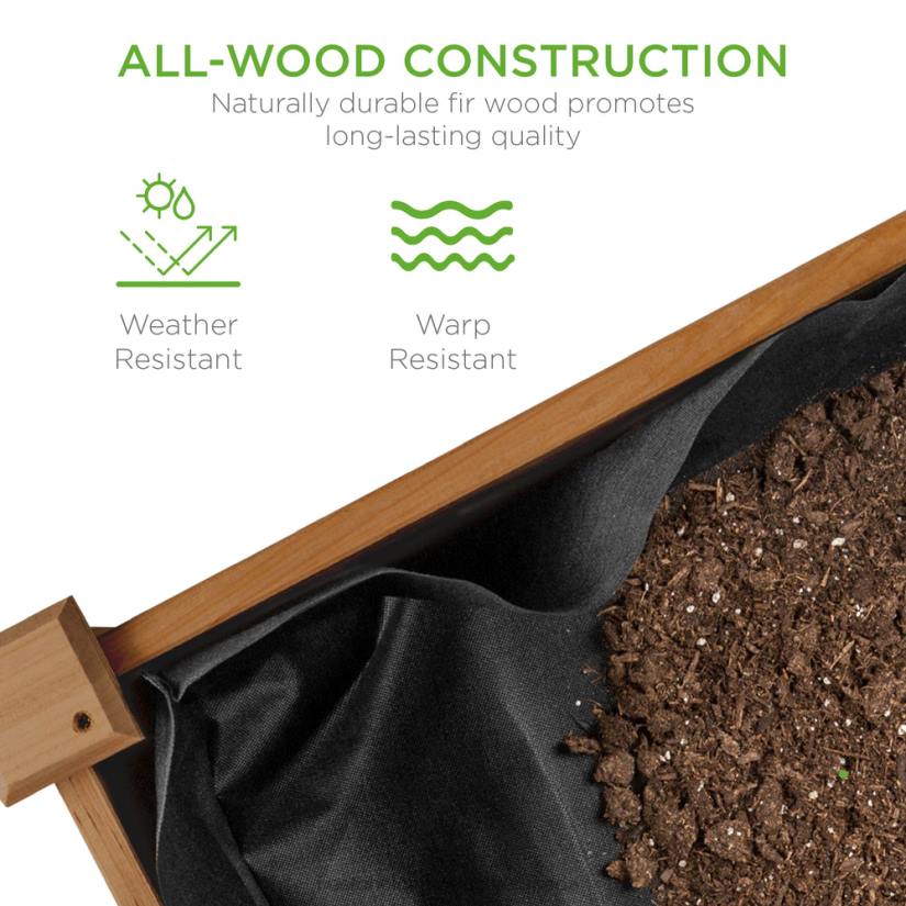 4LT2967 Acorn Brown Best Choice Products Raised Garden Bed, Elevated Wood Planter Box Stand w/ Bed Liner