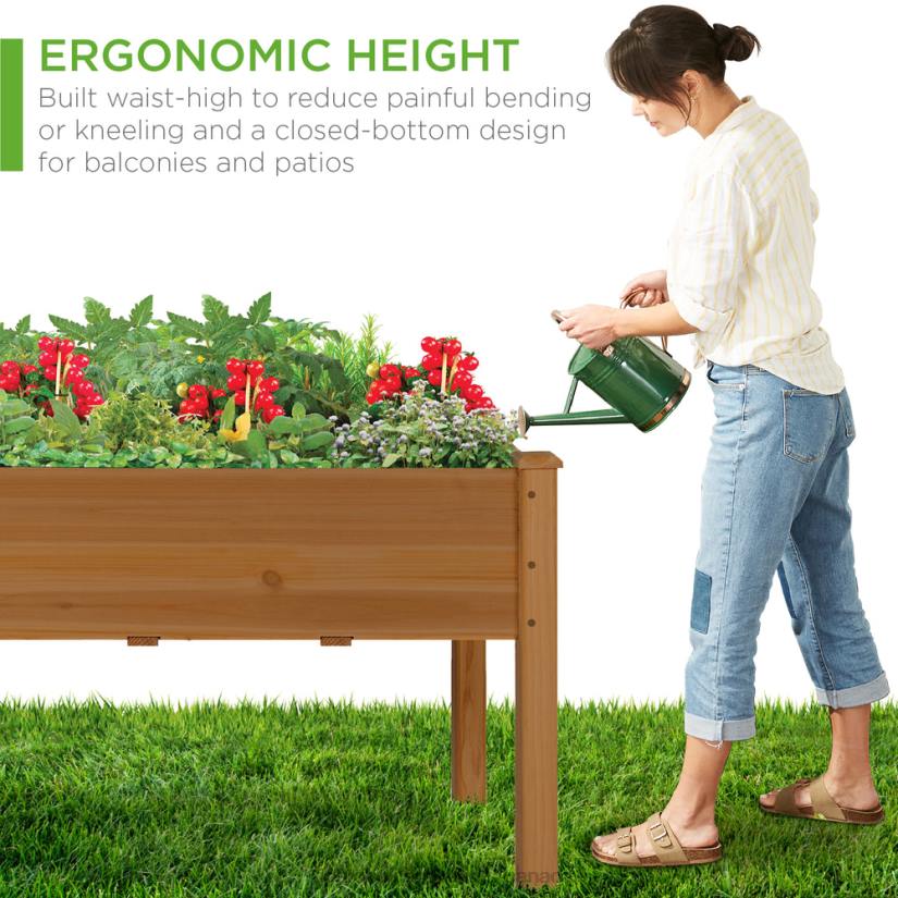 4LT2967 Acorn Brown Best Choice Products Raised Garden Bed, Elevated Wood Planter Box Stand w/ Bed Liner