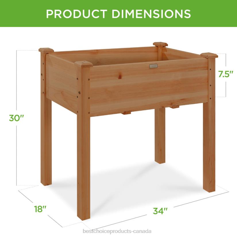 4LT2967 Acorn Brown Best Choice Products Raised Garden Bed, Elevated Wood Planter Box Stand w/ Bed Liner