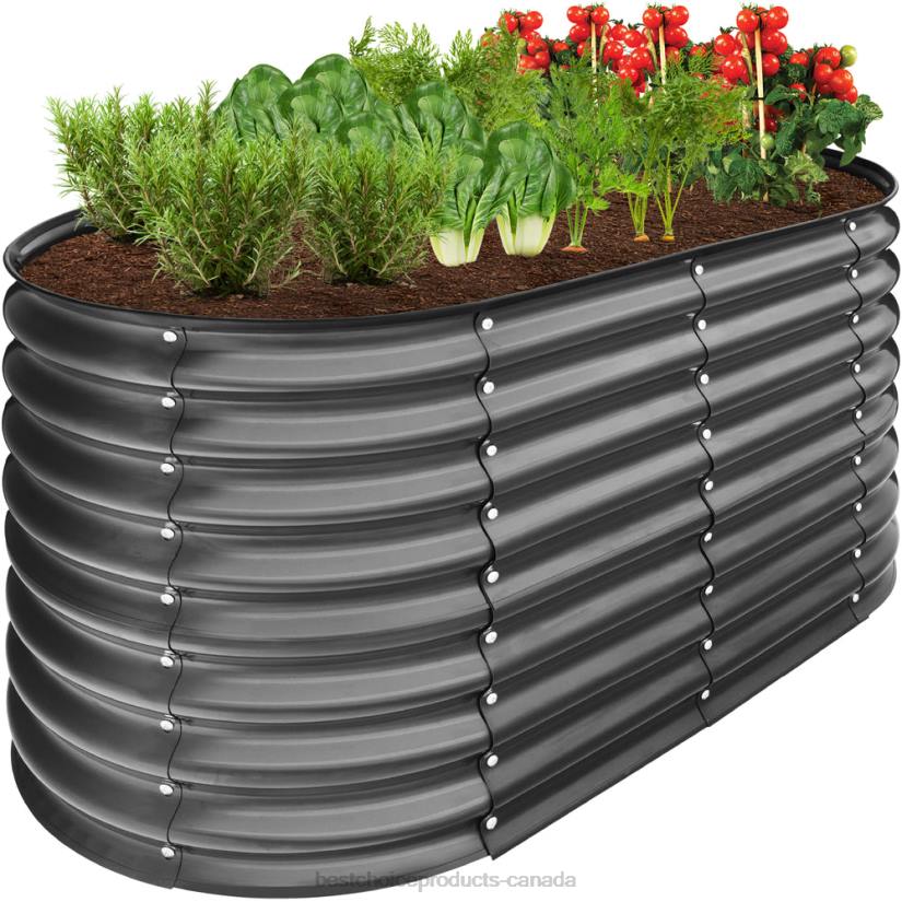 4LT2969 Charcoal Best Choice Products Outdoor Raised Metal Oval Garden Bed, Planter Box