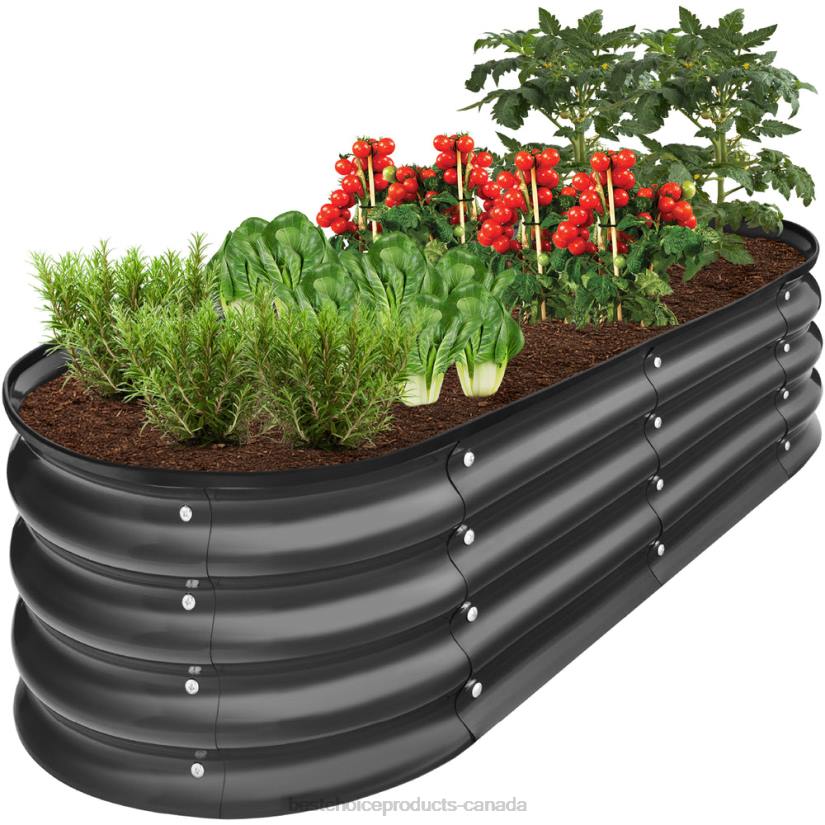 4LT2972 Charcoal Best Choice Products Outdoor Raised Metal Oval Garden Bed, Planter Box