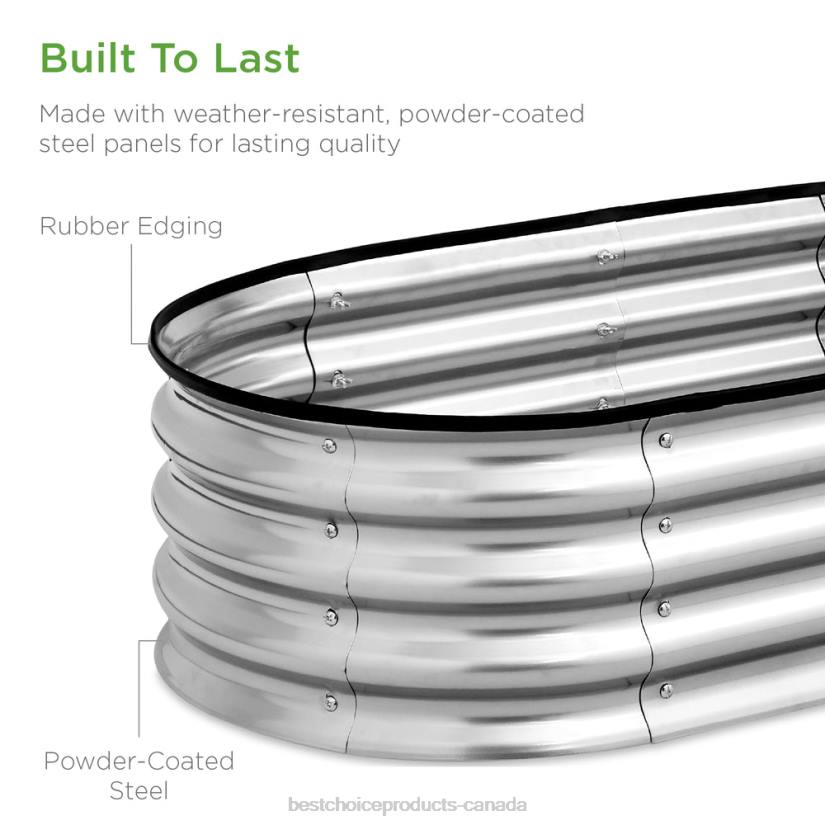 4LT2974 SIlver Best Choice Products Outdoor Raised Metal Oval Garden Bed, Planter Box