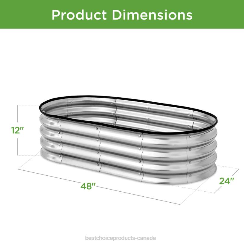 4LT2974 SIlver Best Choice Products Outdoor Raised Metal Oval Garden Bed, Planter Box