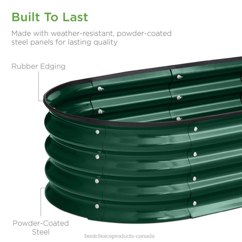 4LT2975 Dark Green Best Choice Products Outdoor Raised Metal Oval Garden Bed, Planter Box