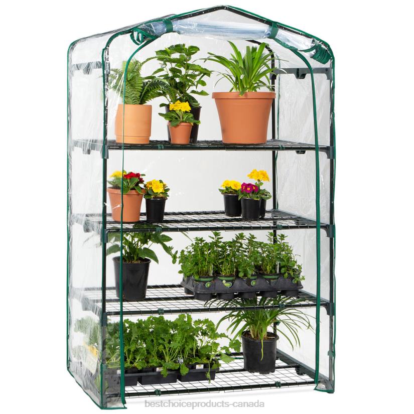 4LT2976 Green Best Choice Products 4-Tier Mini Portable Indoor Outdoor Greenhouse w/ Steel Shelves