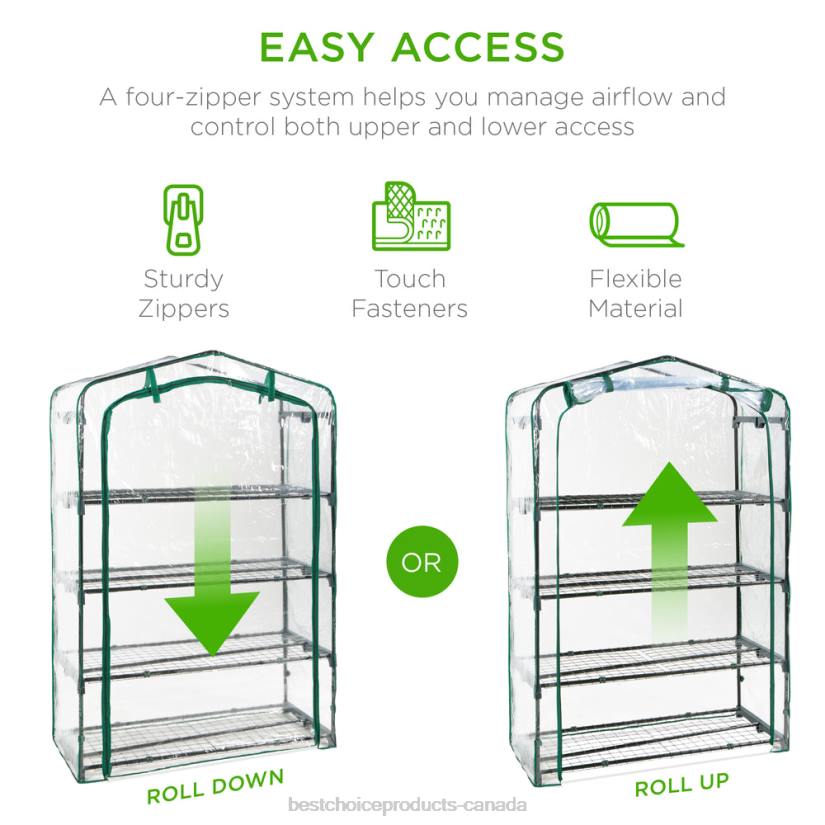 4LT2976 Green Best Choice Products 4-Tier Mini Portable Indoor Outdoor Greenhouse w/ Steel Shelves