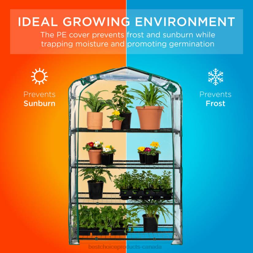 4LT2976 Green Best Choice Products 4-Tier Mini Portable Indoor Outdoor Greenhouse w/ Steel Shelves