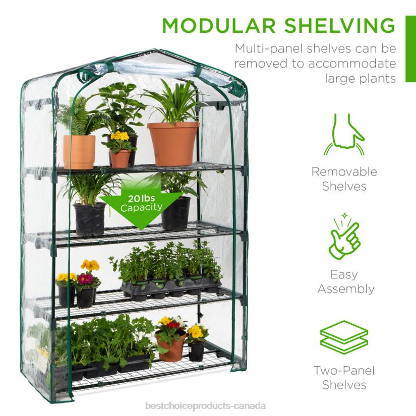 4LT2976 Green Best Choice Products 4-Tier Mini Portable Indoor Outdoor Greenhouse w/ Steel Shelves