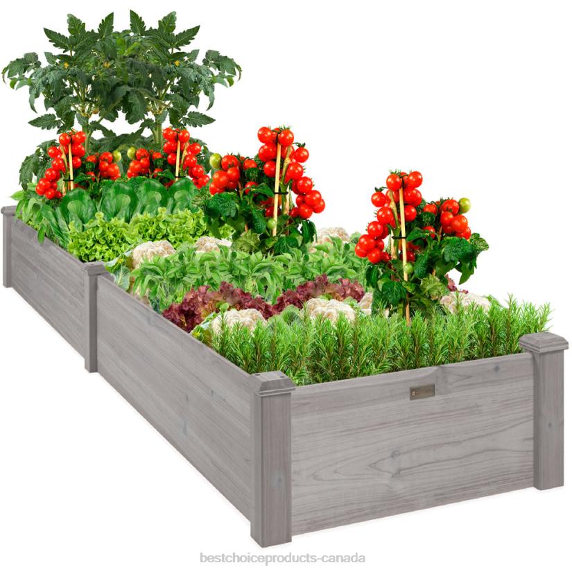 4LT2983 Gray Best Choice Products Wooden Raised Garden Bed Planter for Garden, Lawn, Yard