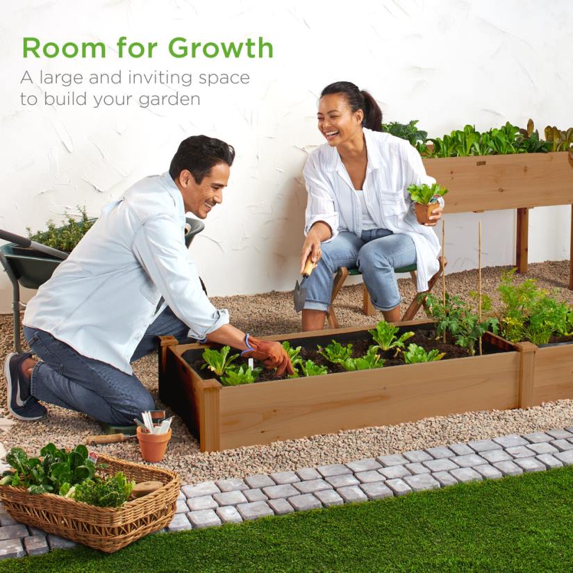 4LT2985 Acorn Brown Best Choice Products Wooden Raised Garden Bed Planter for Garden, Lawn, Yard