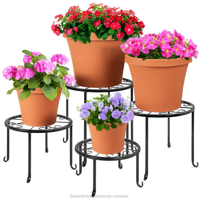 4LT2986 Black Best Choice Products Set of 4 Indoor Outdoor Metal Nesting Plant Stands, Flowerpot Holders