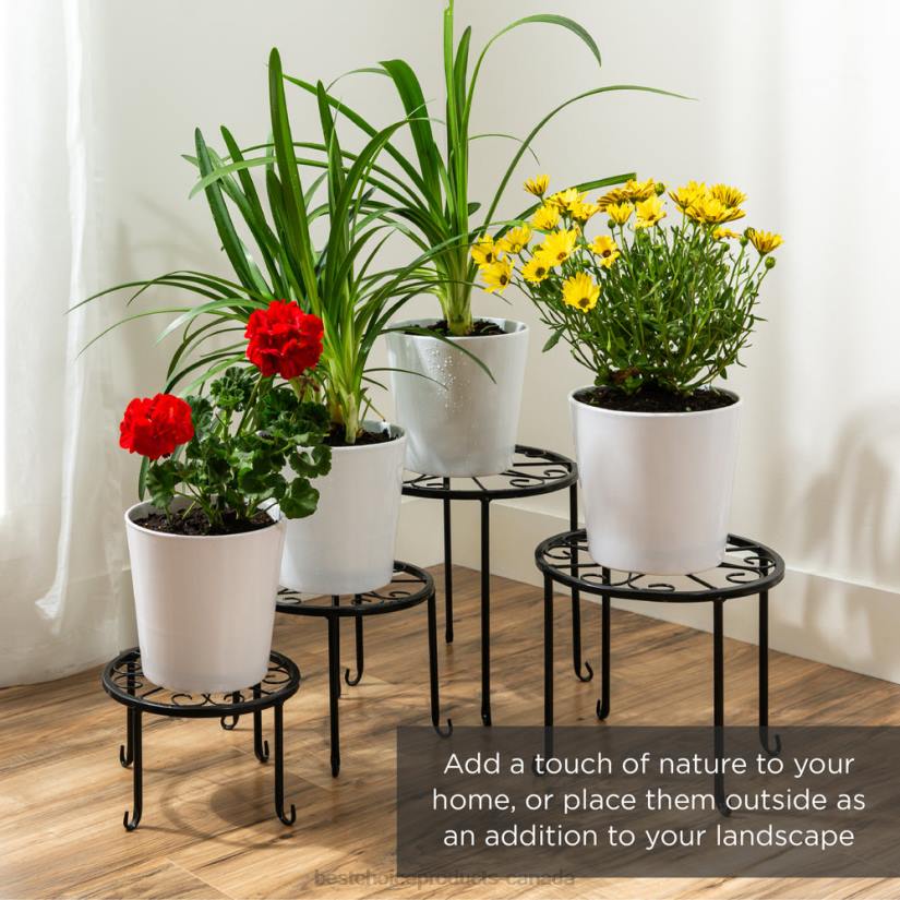 4LT2986 Black Best Choice Products Set of 4 Indoor Outdoor Metal Nesting Plant Stands, Flowerpot Holders