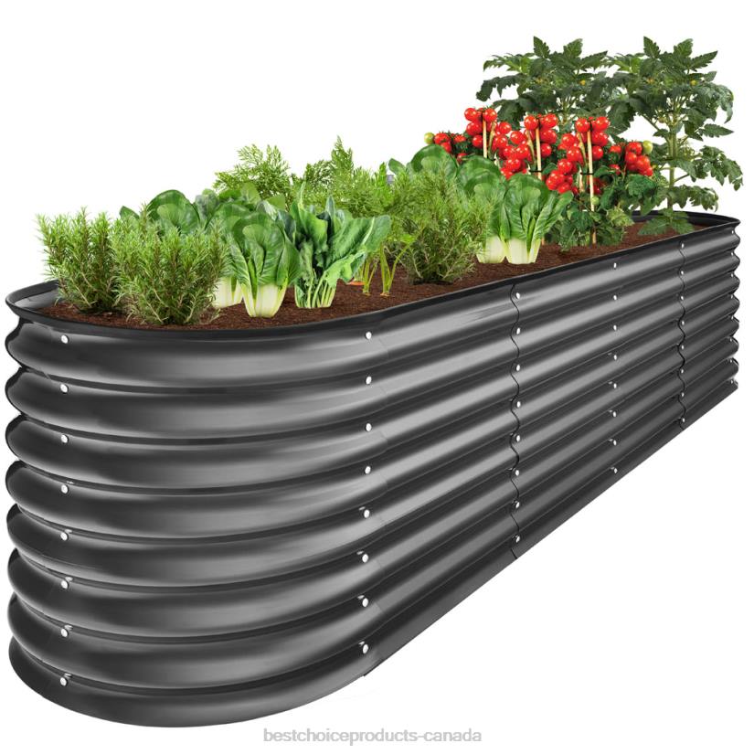 4LT2993 Charcoal Best Choice Products Metal Raised Garden Bed, Oval Outdoor Planter Box for Vegetables