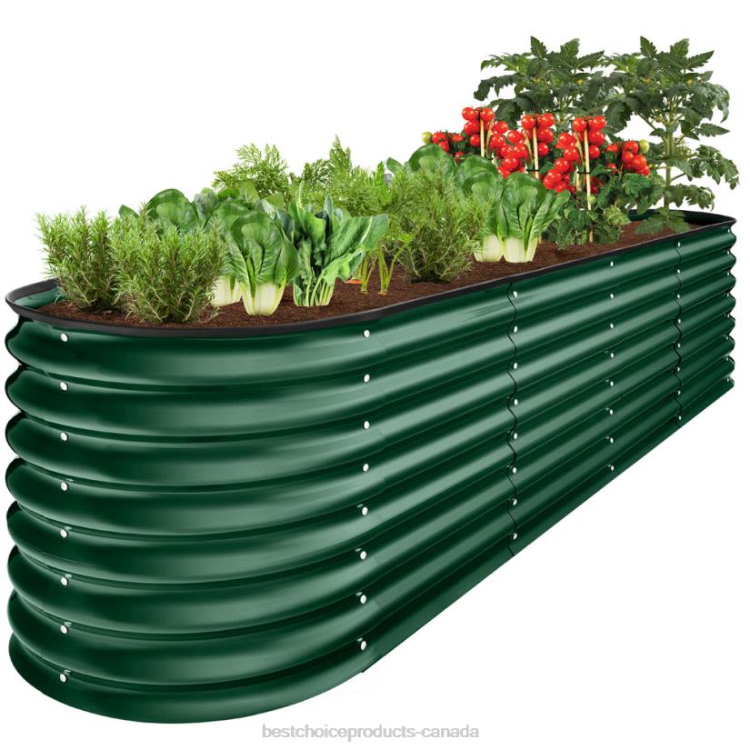 4LT2994 Dark Green Best Choice Products Metal Raised Garden Bed, Oval Outdoor Planter Box for Vegetables