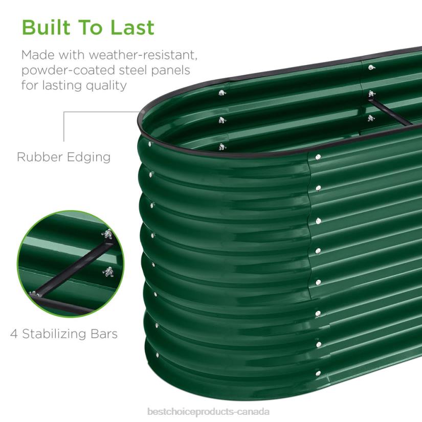 4LT2994 Dark Green Best Choice Products Metal Raised Garden Bed, Oval Outdoor Planter Box for Vegetables