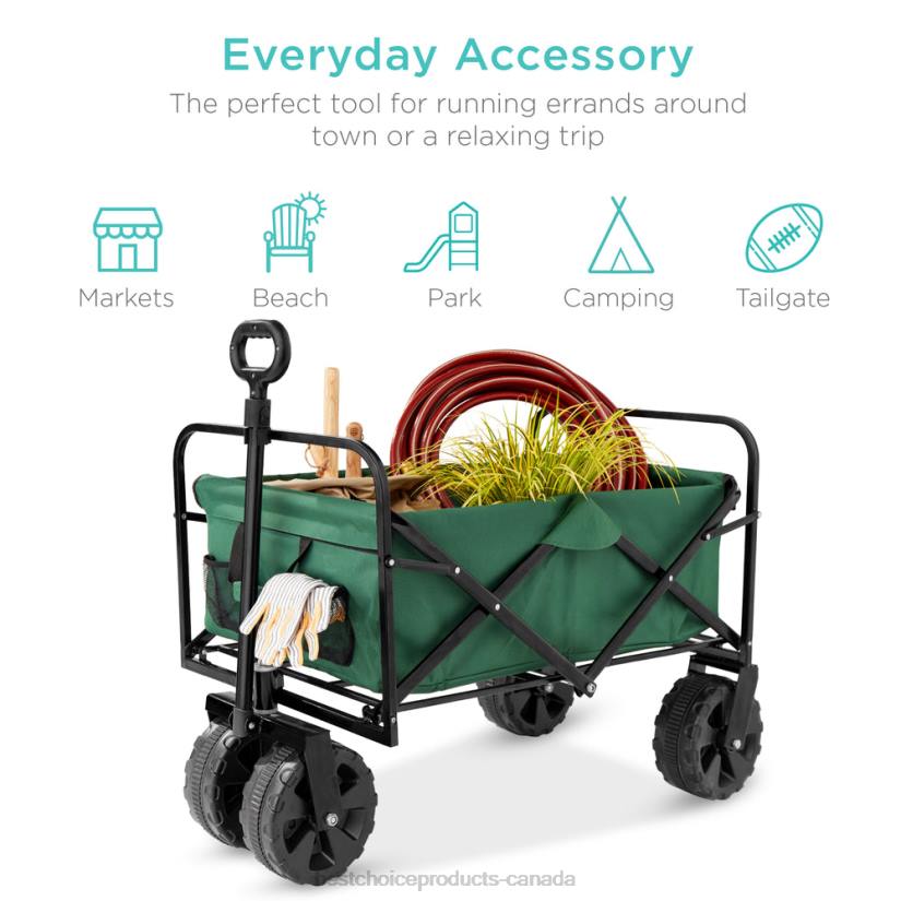 4LT2997 Green Best Choice Products Indoor Outdoor Utility Cart w/ 360-Degree Wheels, Adjustable Handle