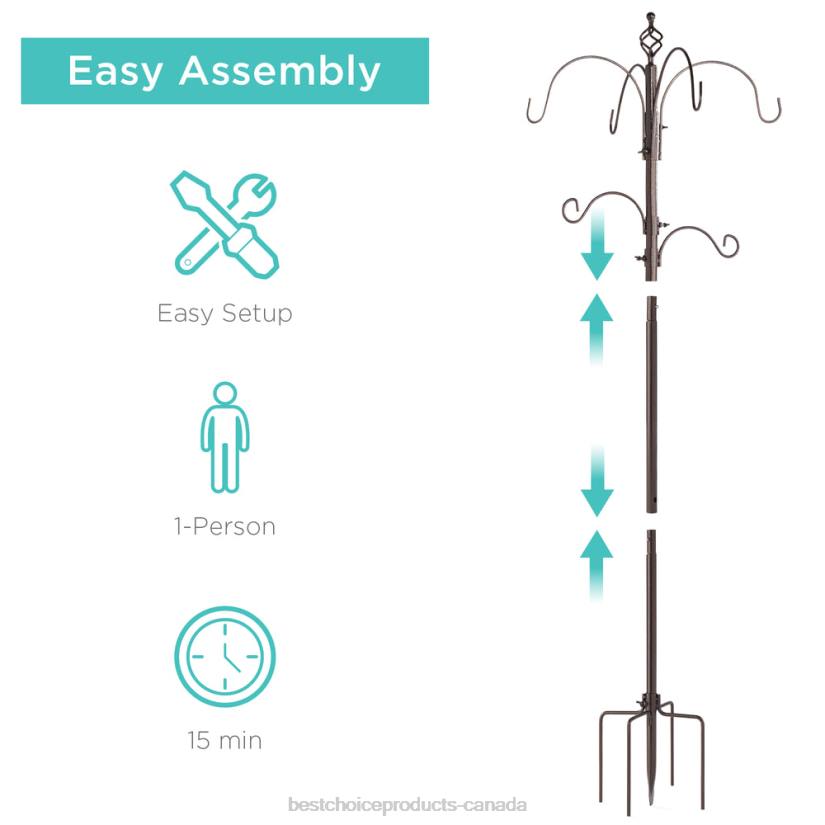 4LT2444 Bronze Best Choice Products Bird Feeding Station, 6-Hook Steel Multi-Feeder Stand w/ 4 Feeders