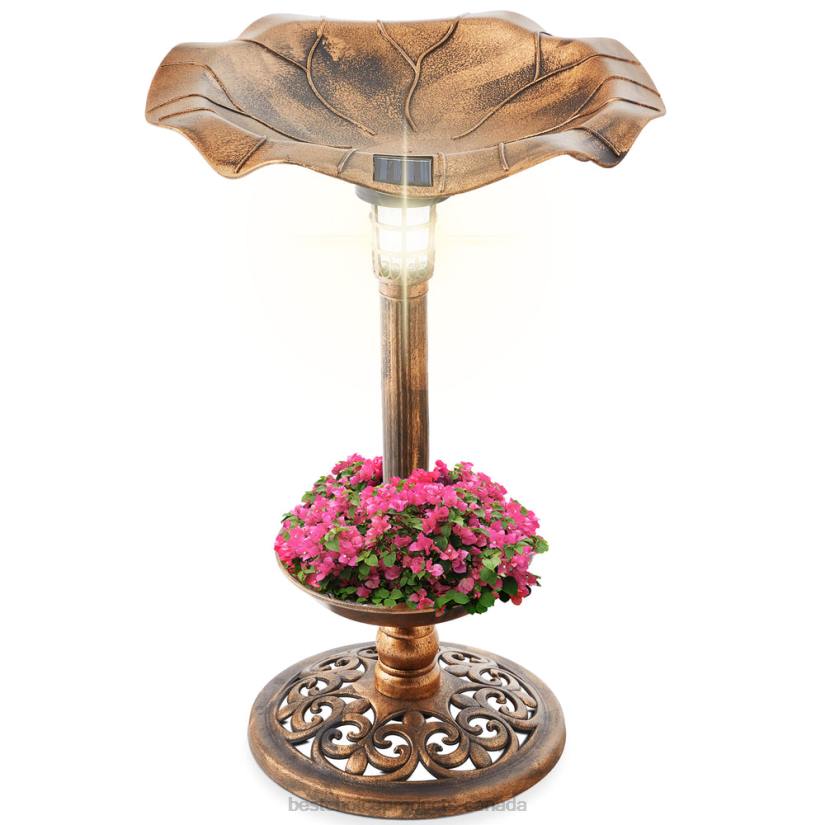 4LT2453 Bronze Best Choice Products Solar Lighted Bird Bath w/ Planter