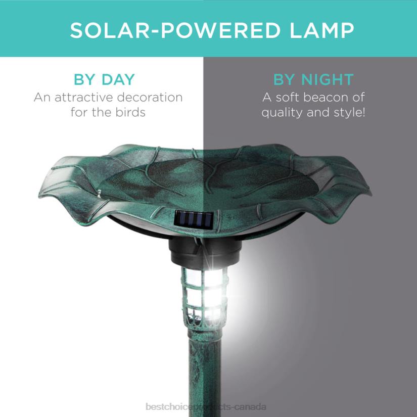 4LT2454 Green Best Choice Products Solar Lighted Bird Bath w/ Planter