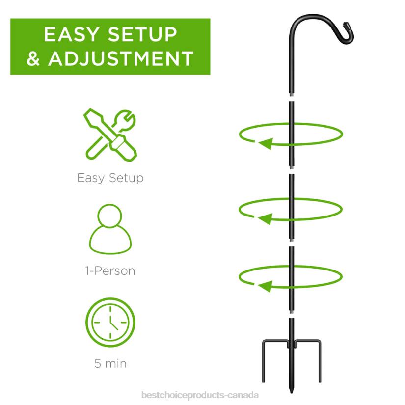 4LT2474 Black Best Choice Products Set of 2 Shepherd Hooks Outdoor Garden Hooks w/ 3-Prong Base