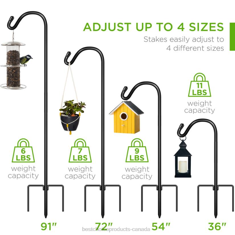 4LT2474 Black Best Choice Products Set of 2 Shepherd Hooks Outdoor Garden Hooks w/ 3-Prong Base