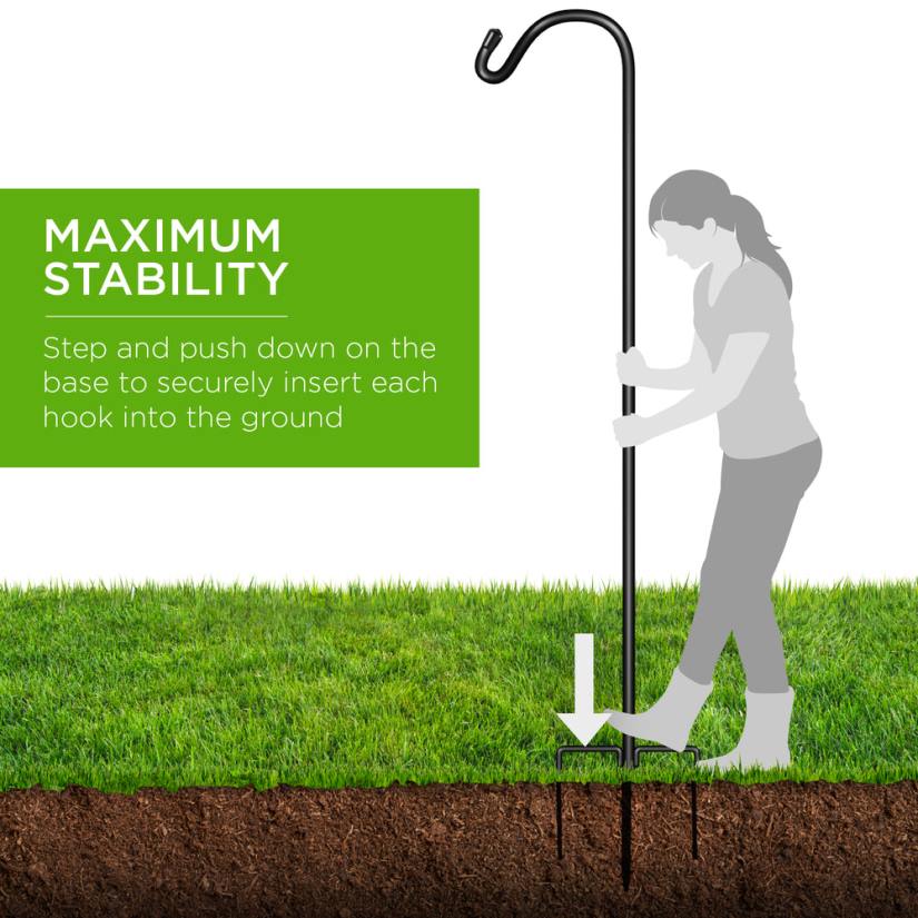 4LT2474 Black Best Choice Products Set of 2 Shepherd Hooks Outdoor Garden Hooks w/ 3-Prong Base