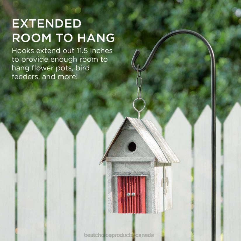 4LT2474 Black Best Choice Products Set of 2 Shepherd Hooks Outdoor Garden Hooks w/ 3-Prong Base