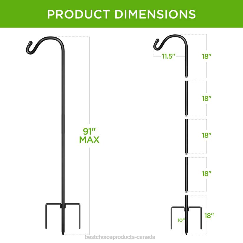 4LT2474 Black Best Choice Products Set of 2 Shepherd Hooks Outdoor Garden Hooks w/ 3-Prong Base