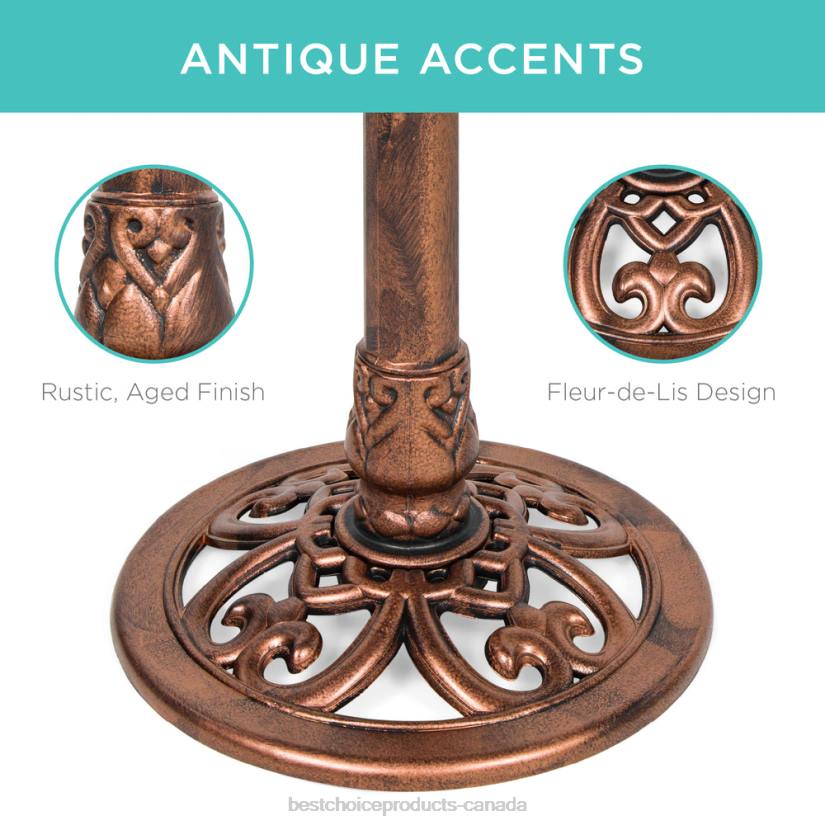4LT2960 Copper Best Choice Products Vintage Outdoor Garden Bird Bath w/ Fleur-de-Lis Accents