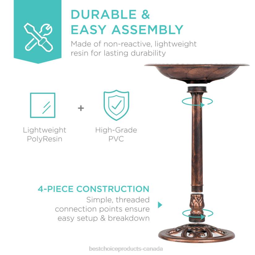 4LT2960 Copper Best Choice Products Vintage Outdoor Garden Bird Bath w/ Fleur-de-Lis Accents