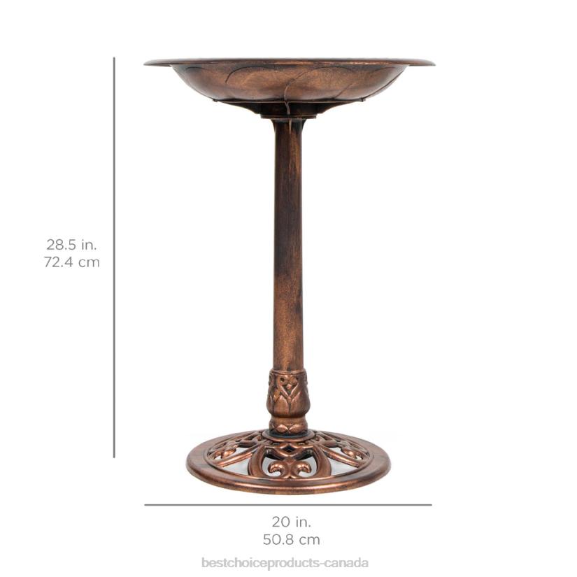 4LT2960 Copper Best Choice Products Vintage Outdoor Garden Bird Bath w/ Fleur-de-Lis Accents