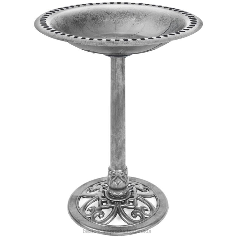 4LT2961 Stone Best Choice Products Vintage Outdoor Garden Bird Bath w/ Fleur-de-Lis Accents