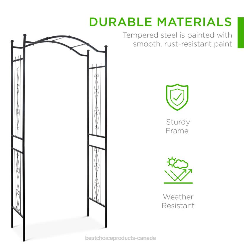 4LT2987 Black Best Choice Products Steel Garden Arch Arbor Trellis for Climbing Plants