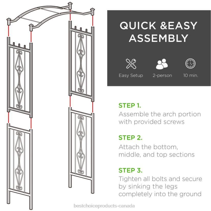 4LT2987 Black Best Choice Products Steel Garden Arch Arbor Trellis for Climbing Plants