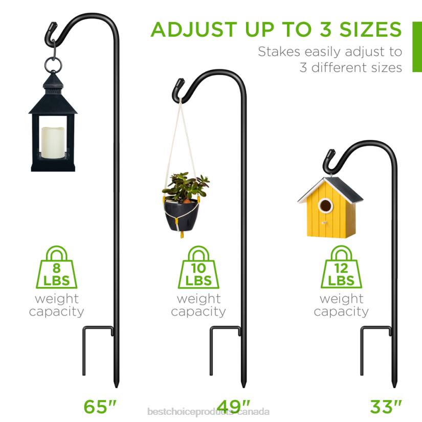 4LT2988 Black Best Choice Products Set of 4 Shepherd Hooks Outdoor Garden Hooks w/ 2-Prong Base