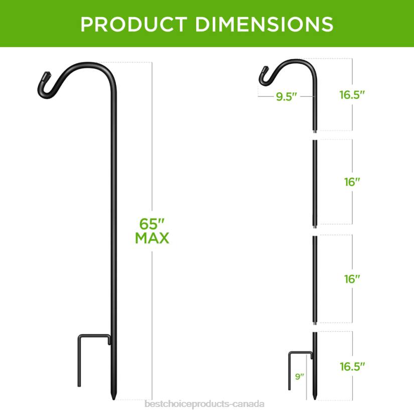4LT2988 Black Best Choice Products Set of 4 Shepherd Hooks Outdoor Garden Hooks w/ 2-Prong Base