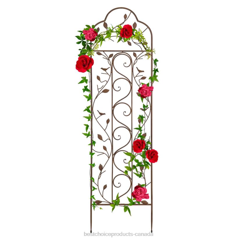 4LT2990 Bronze Best Choice Products Iron Arched Garden Trellis Fence Panel w/ Branches, Birds