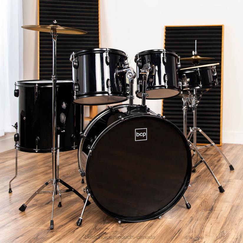 4LT21149 Black Best Choice Products 5-Piece Full Size Drum Set For Adults
