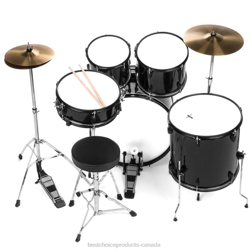 4LT21149 Black Best Choice Products 5-Piece Full Size Drum Set For Adults